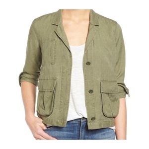 Madewell Olive Green Linen Utility Jacket